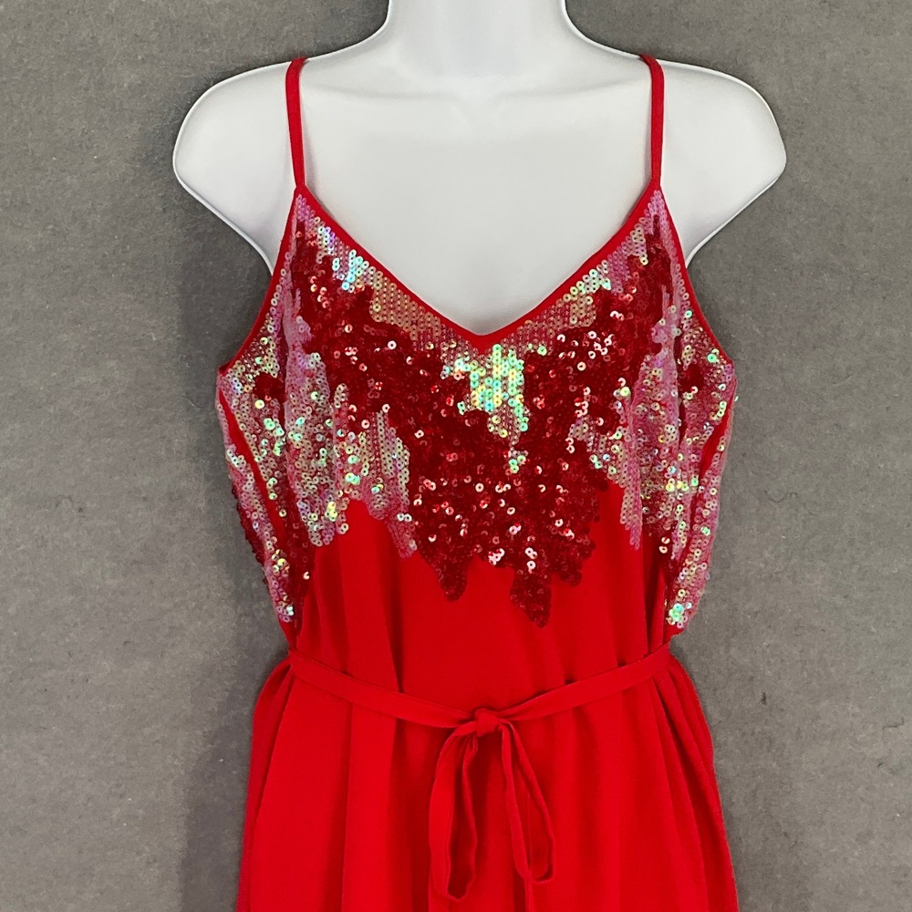 Chelsea & Violet Red Sequin Dress Womens Sz‎ M Spaghetti Strap Party Cocktail - Picture 4 of 13